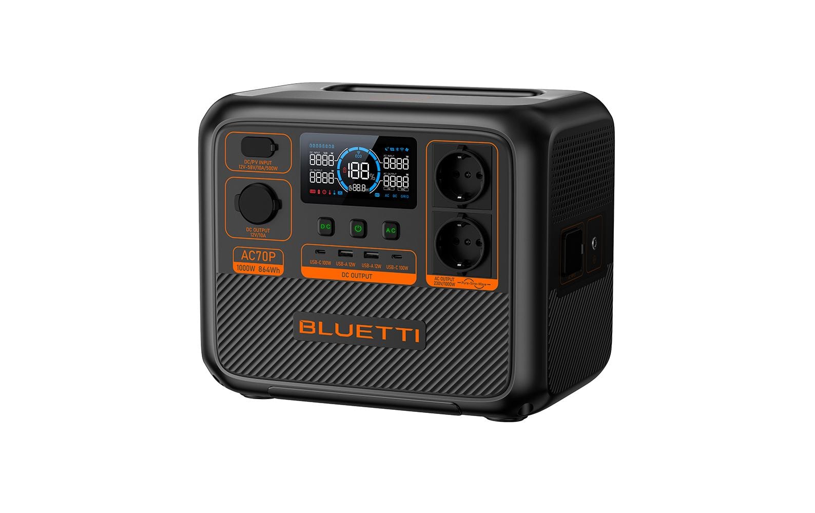 BLUETTI Power Station AC70P 864 Wh