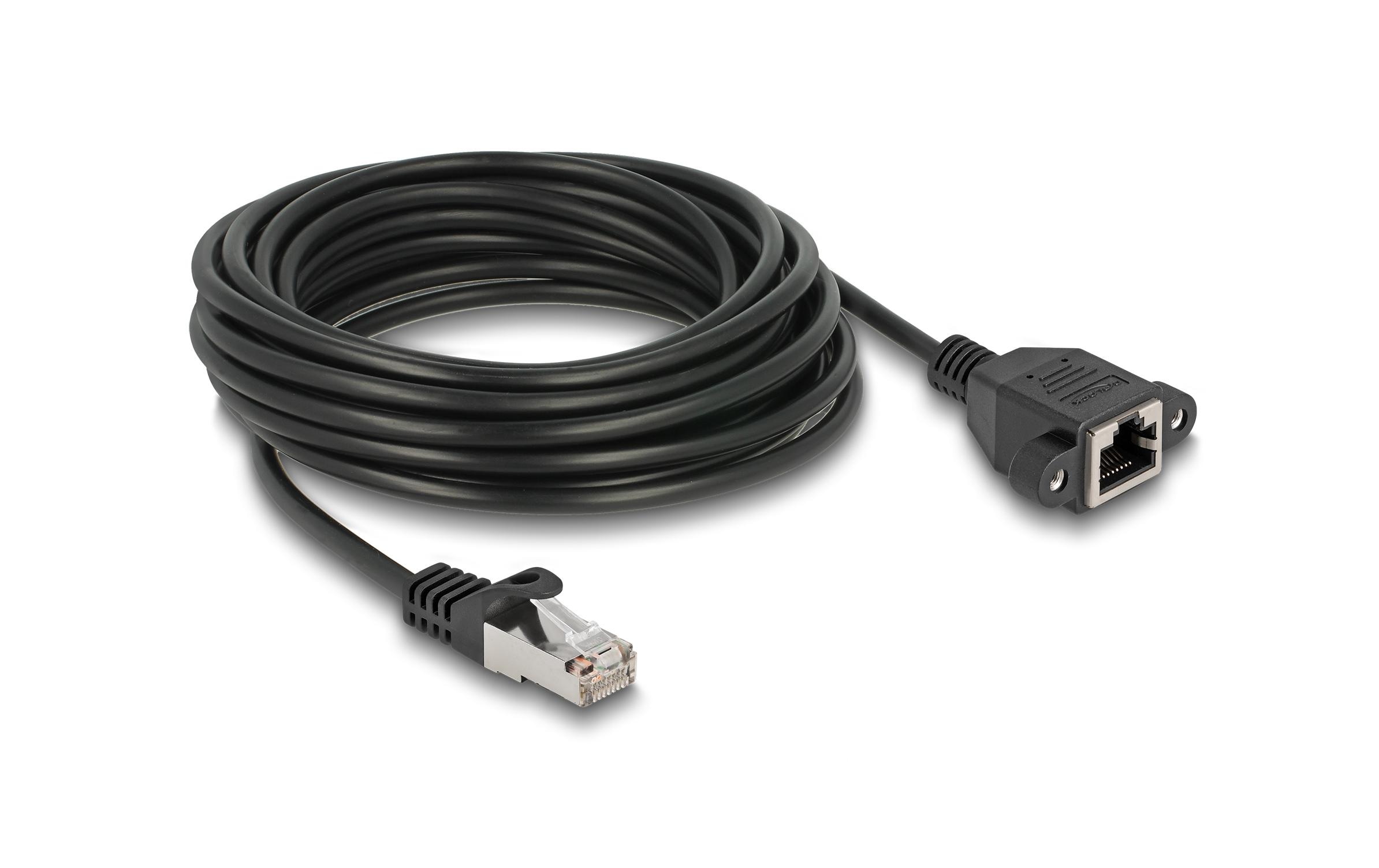 Delock Patchkabel Verlängerungskabel Cat 6A, S/FTP, 5 m, Schwarz