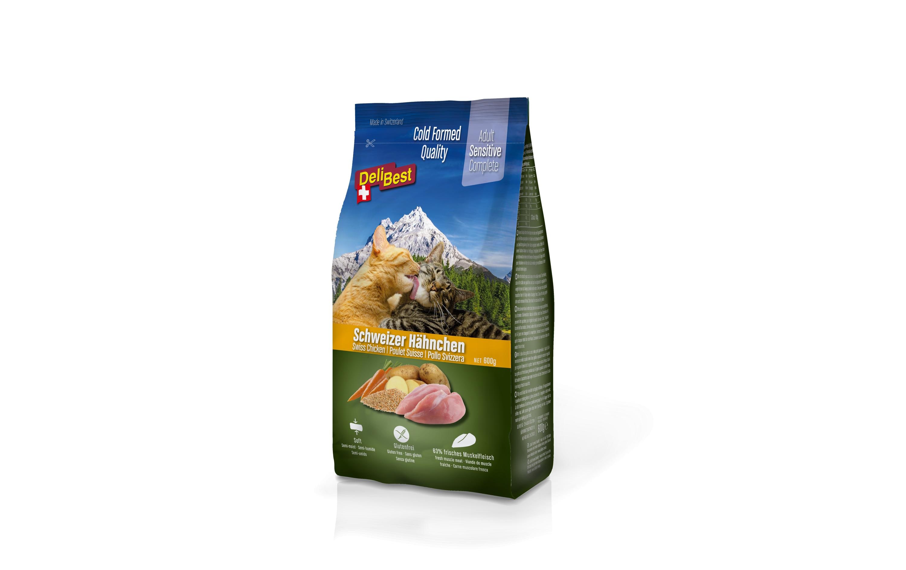 DeliBest Halbfeuchtfutter Premium Complete Sensitive Cat, Huhn, 600 g