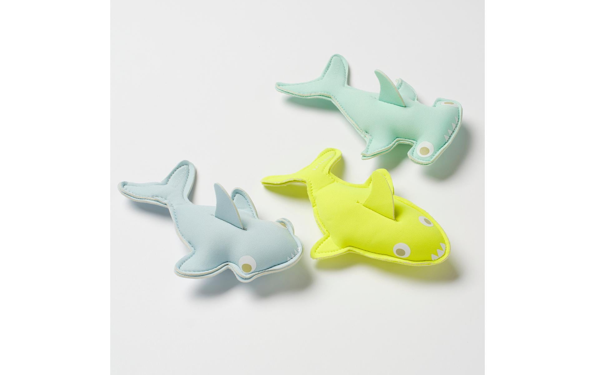 Sunnylife Salty the Shark Dive Buddies Aqua Set of 3 Neongelb