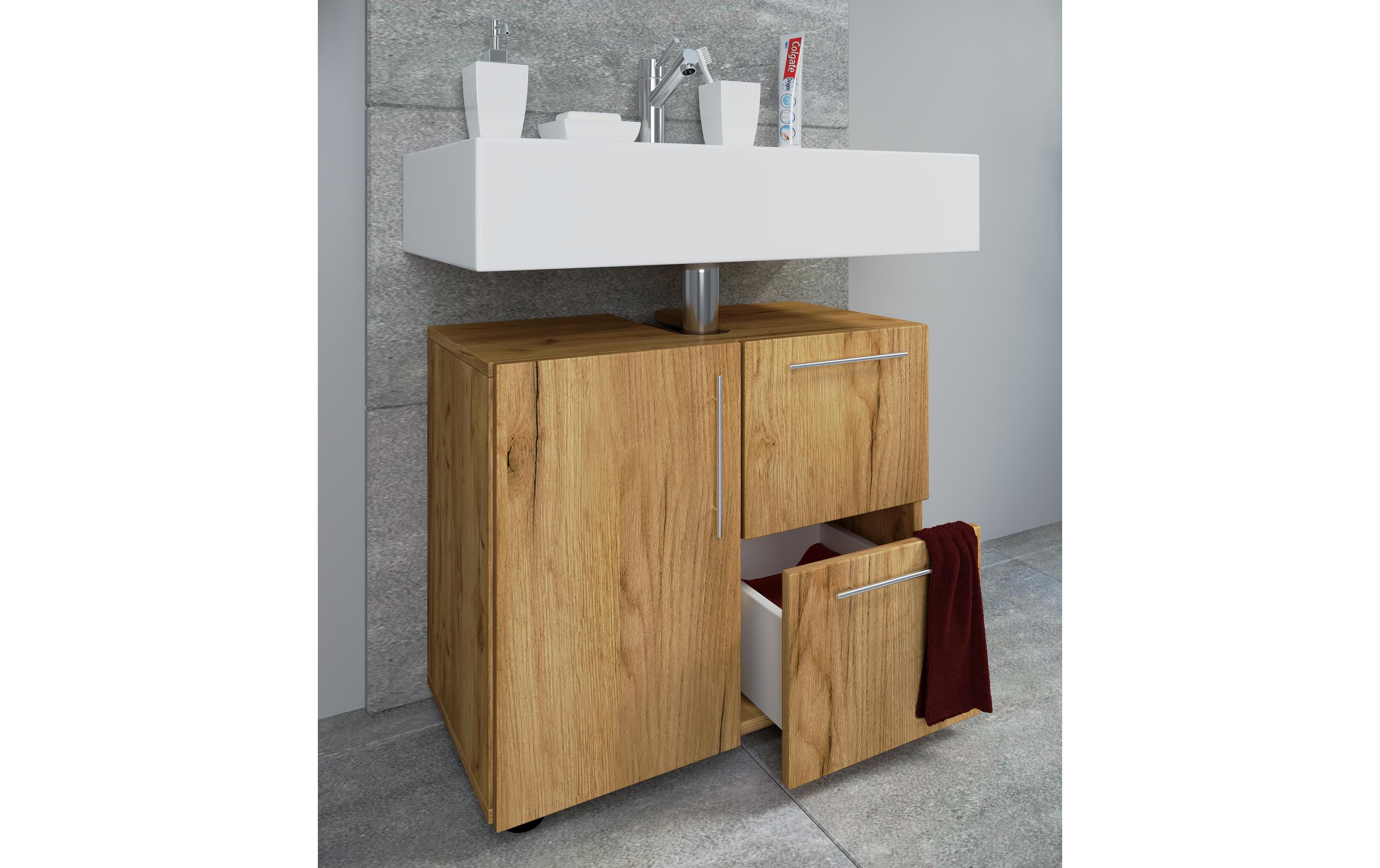 VCM Waschbeckenunterschrank Flandu 61 x 51 cm, Honig/Eiche