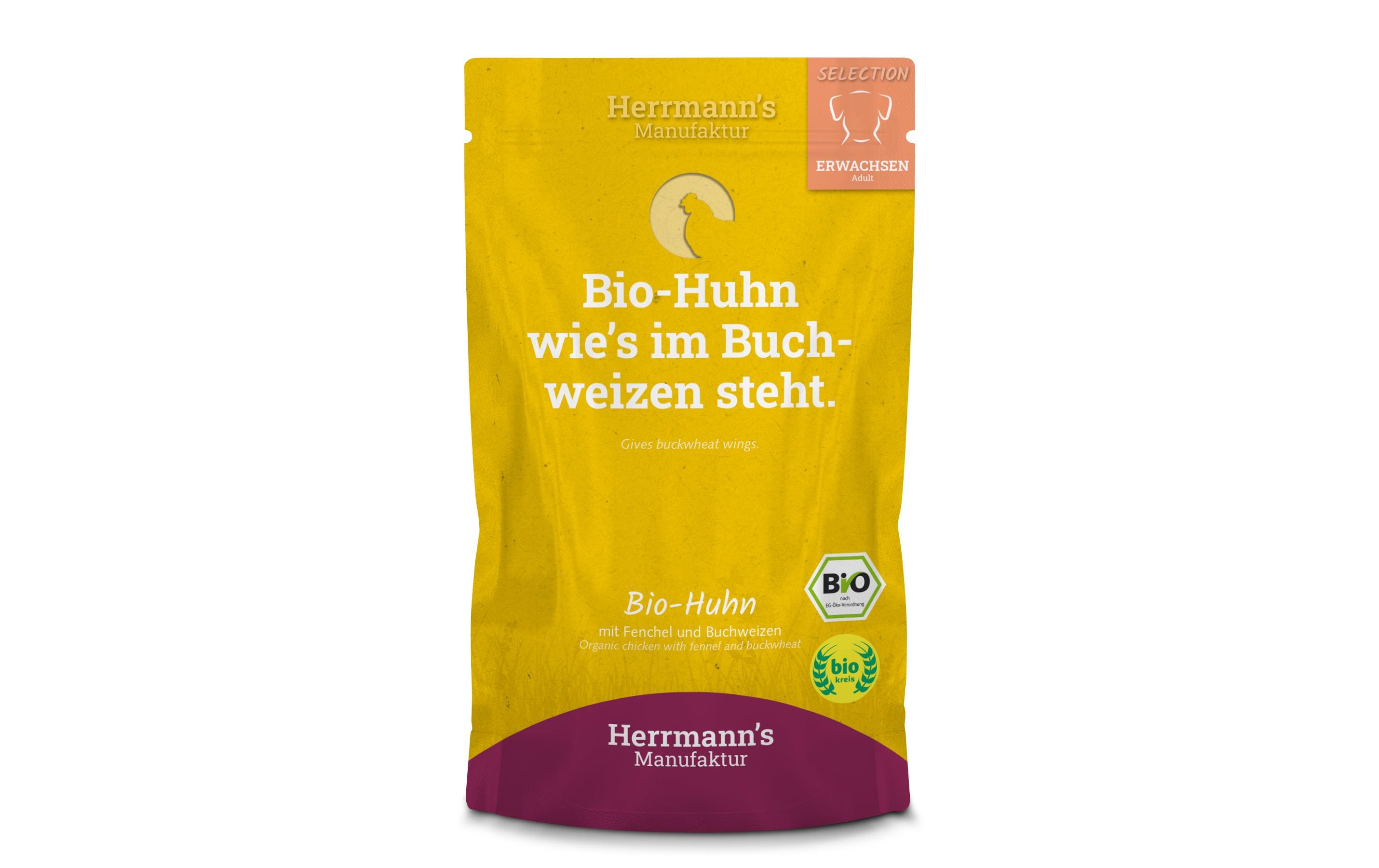 Herrmann's Nassfutter Bio Huhn mit Fenchel und Buchweizen