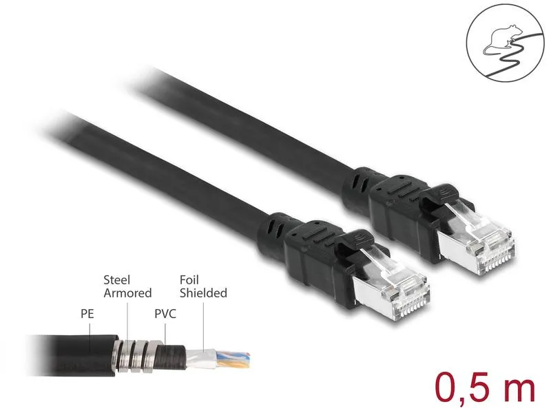 Delock Patchkabel Cat 6A, F/UTP, 0.5 m, Schwarz
