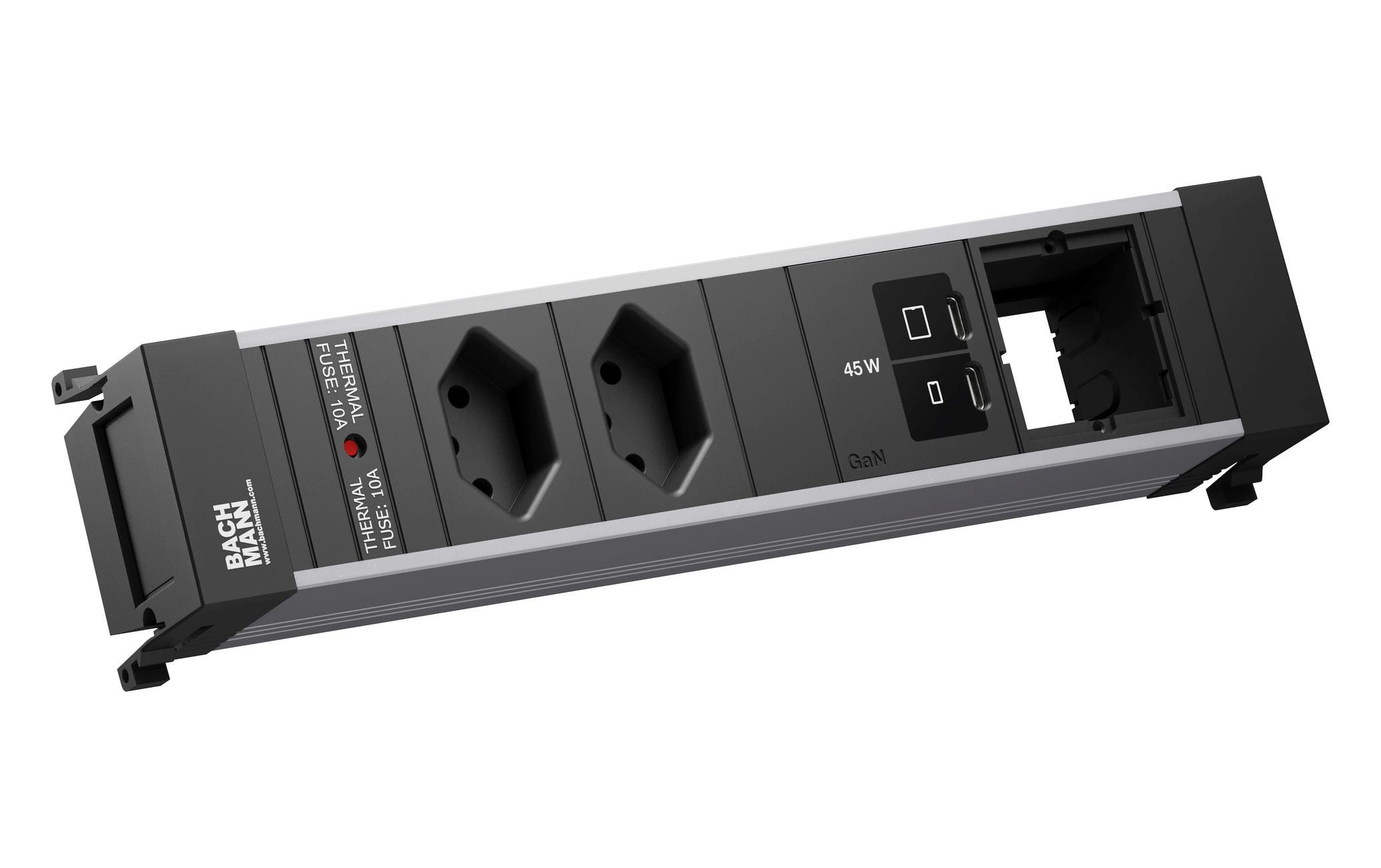 Bachmann Einbausteckerleiste POWER FRAME M 2xT13 1xUSB C/C 45W 1xCM