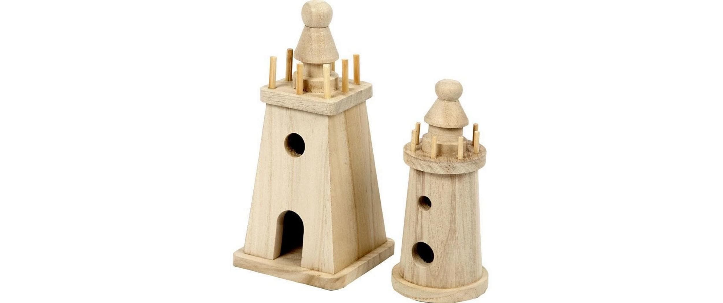 Creativ Company Mini-Figur Leuchtturm 2 Stück, Braun