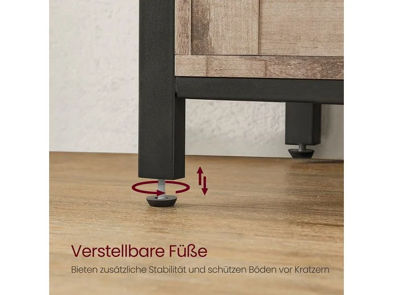 VASAGLE Kommode 100 x 80 cm, Braun/Schwarz