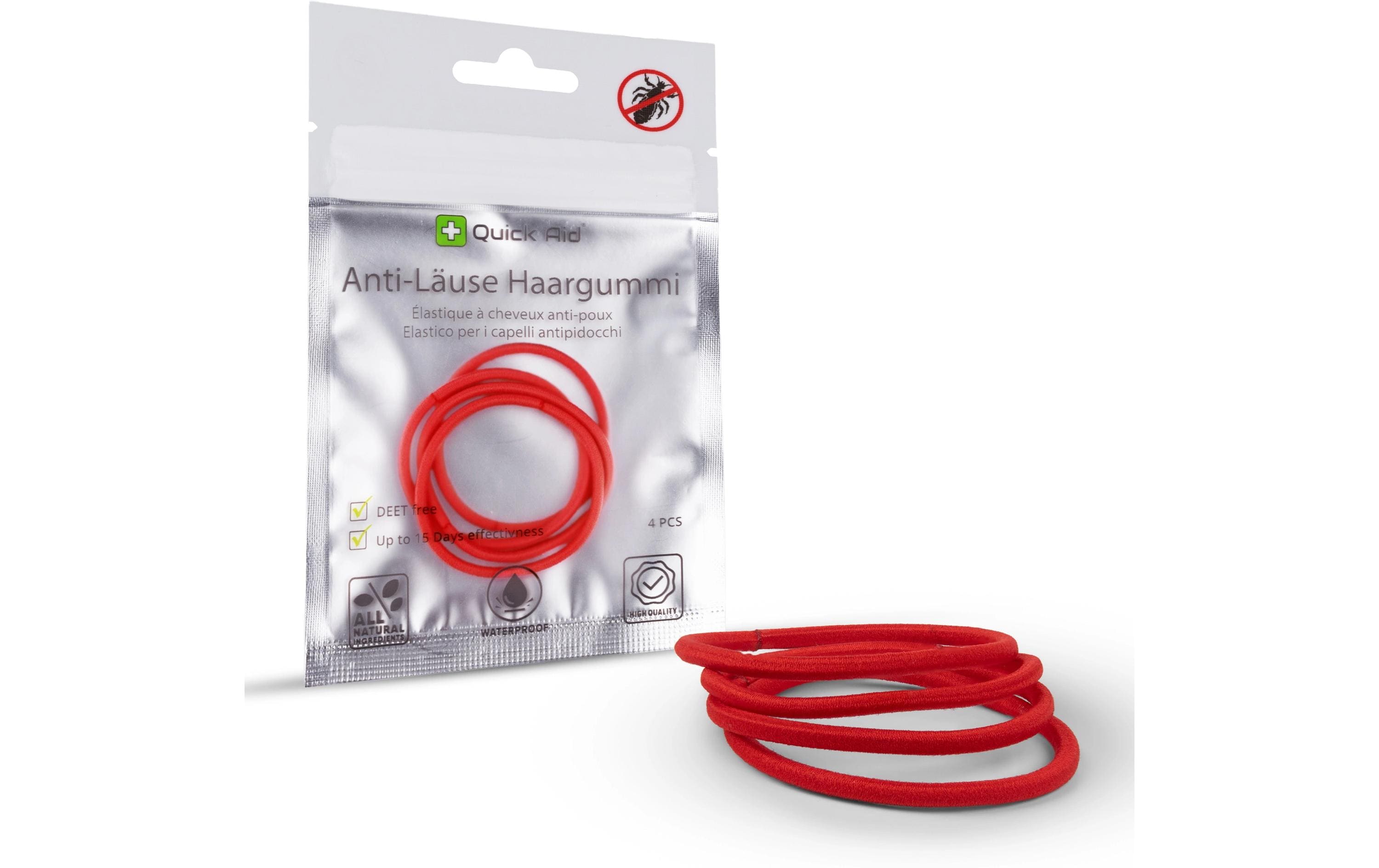 Quick Aid Insektenabwehr Anti-Läuse Haargummi rot 4 Stück Quick Aid Insektenabwehr Anti-Läuse Haargummi rot 4 Stück