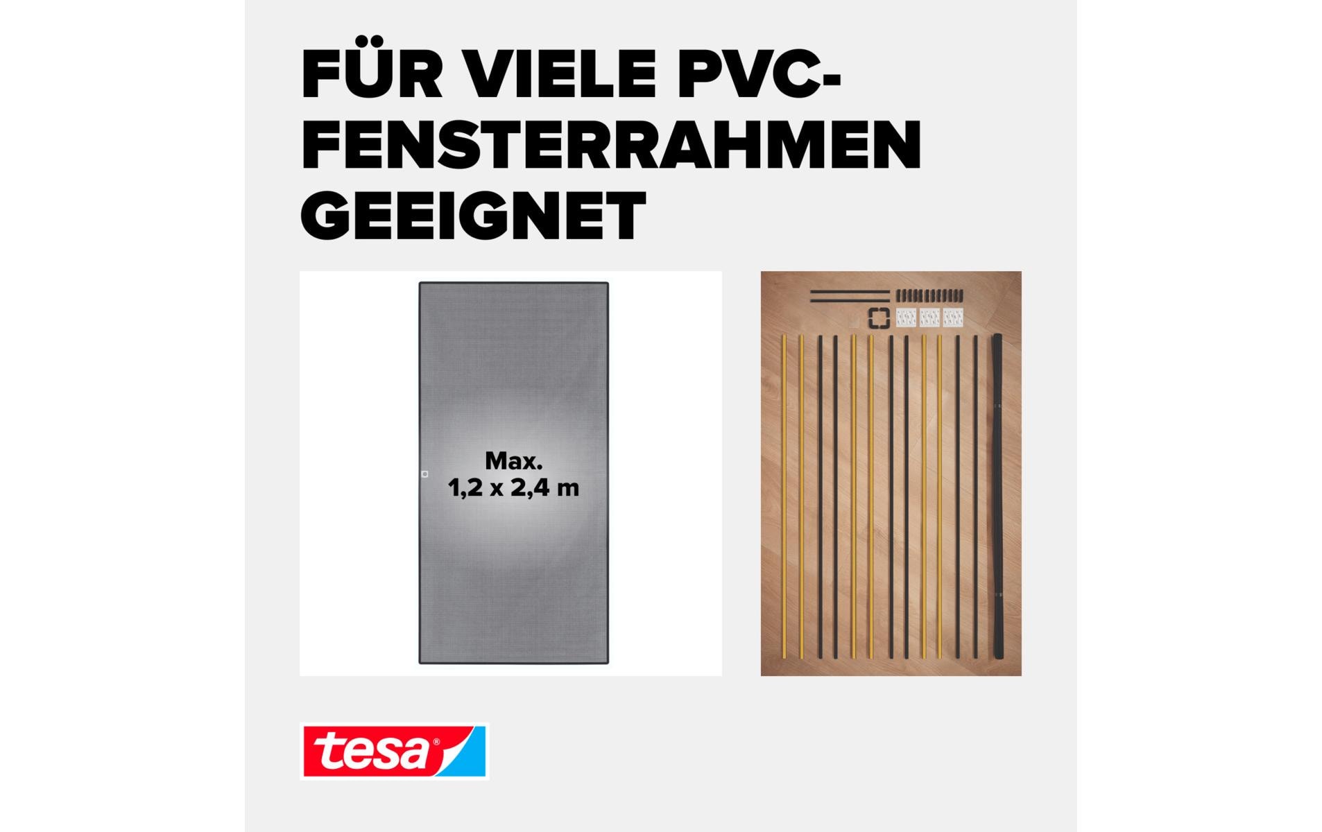 tesa Fliegengitter Insect Stop Clip on 1.2 x 2.4 m, Anthrazit