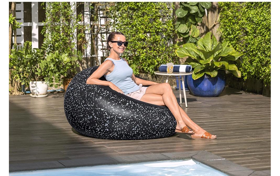 Bestway Aufblasbarer Sessel Inflate Schwarz, 112 x 112 cm