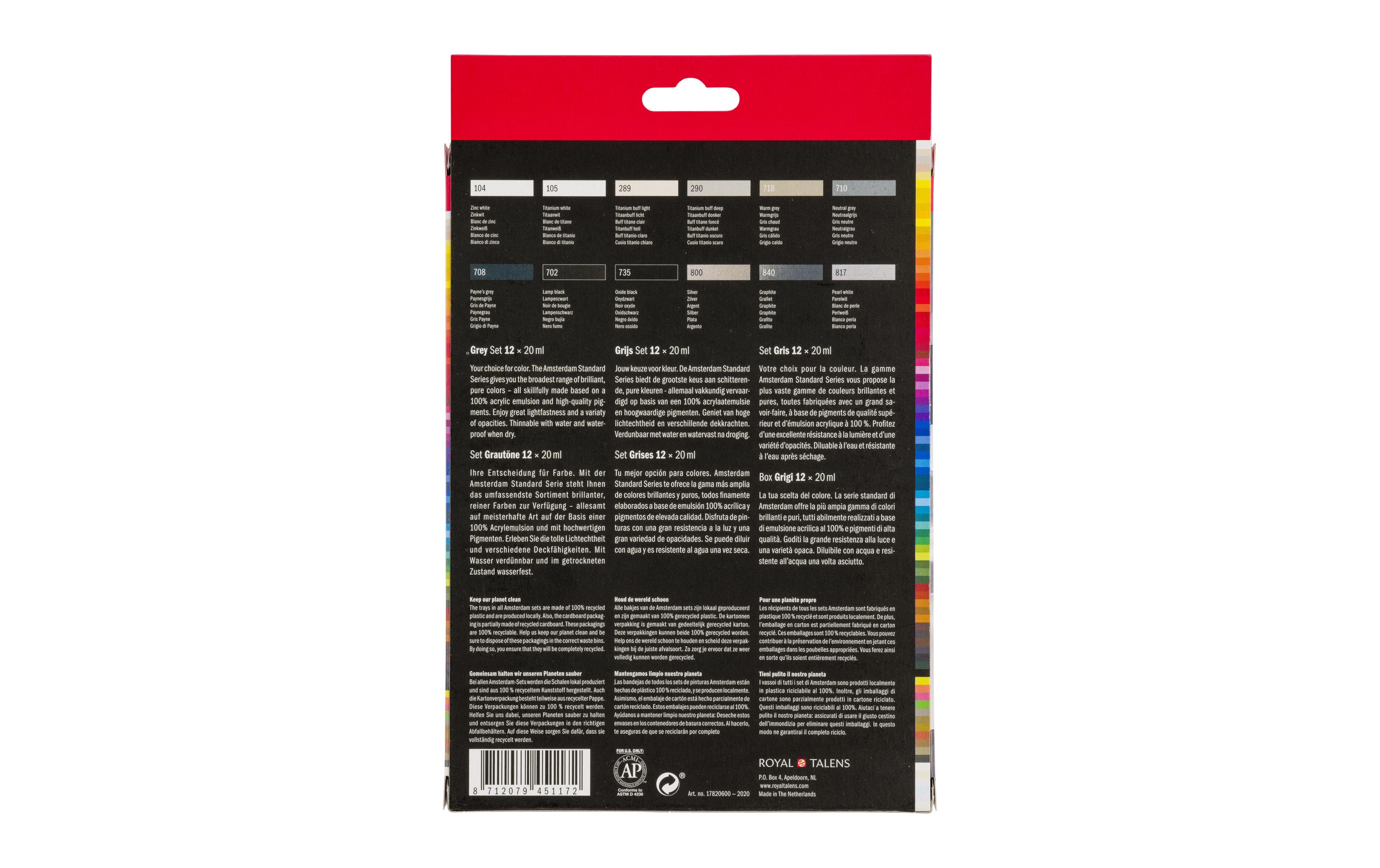 Amsterdam Acrylfarbe Greys 12 Tuben à 20 ml