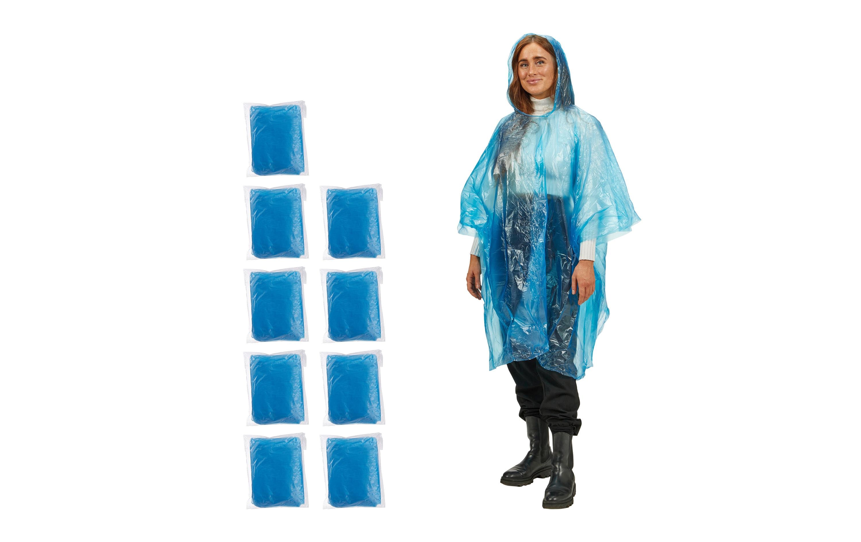 relaxdays Regenponcho 10er Set Kunststoff Hellblau