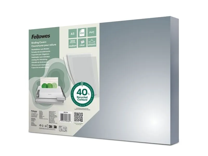 Fellowes Einbanddeckel 200 g/m², 100 Stück, Transparent
