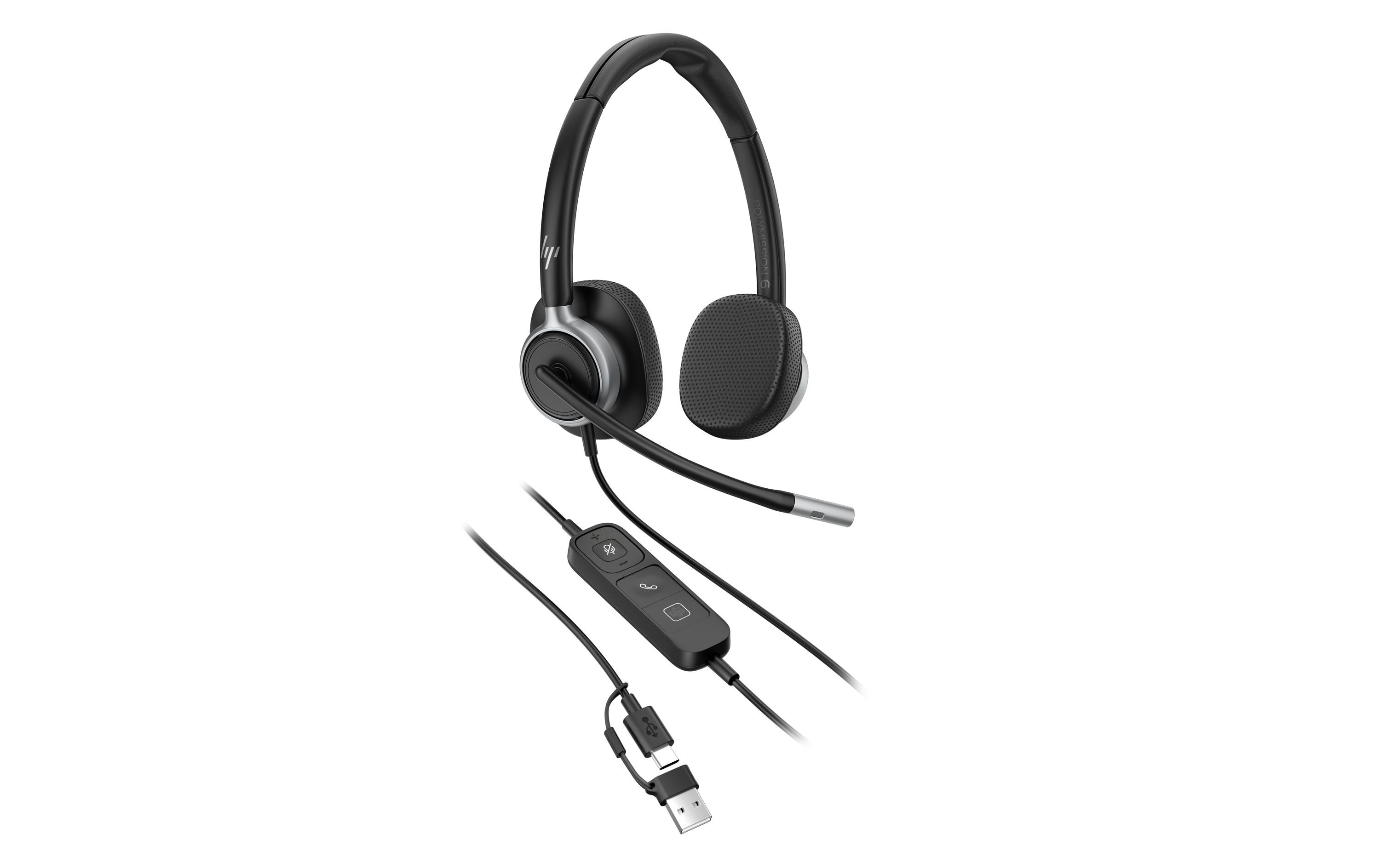 HP Headset Poly Mission 625 Stereo USB, kabelgebunden