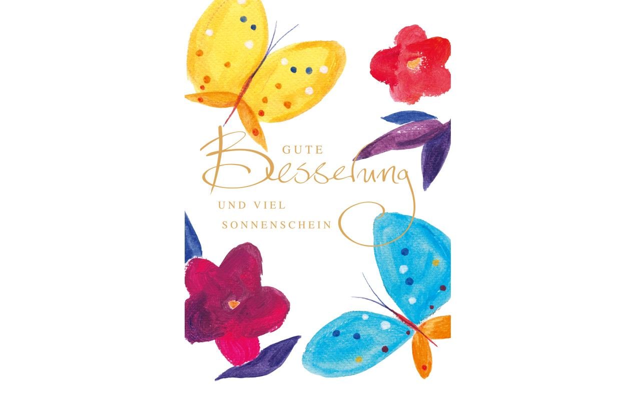 ABC Genesungskarte Schmetterling mit Blumen B6