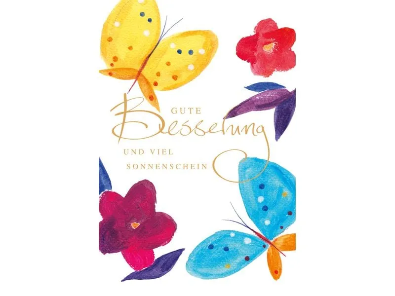 ABC Genesungskarte Schmetterling mit Blumen B6 ABC Genesungskarte Schmetterling mit Blumen B6