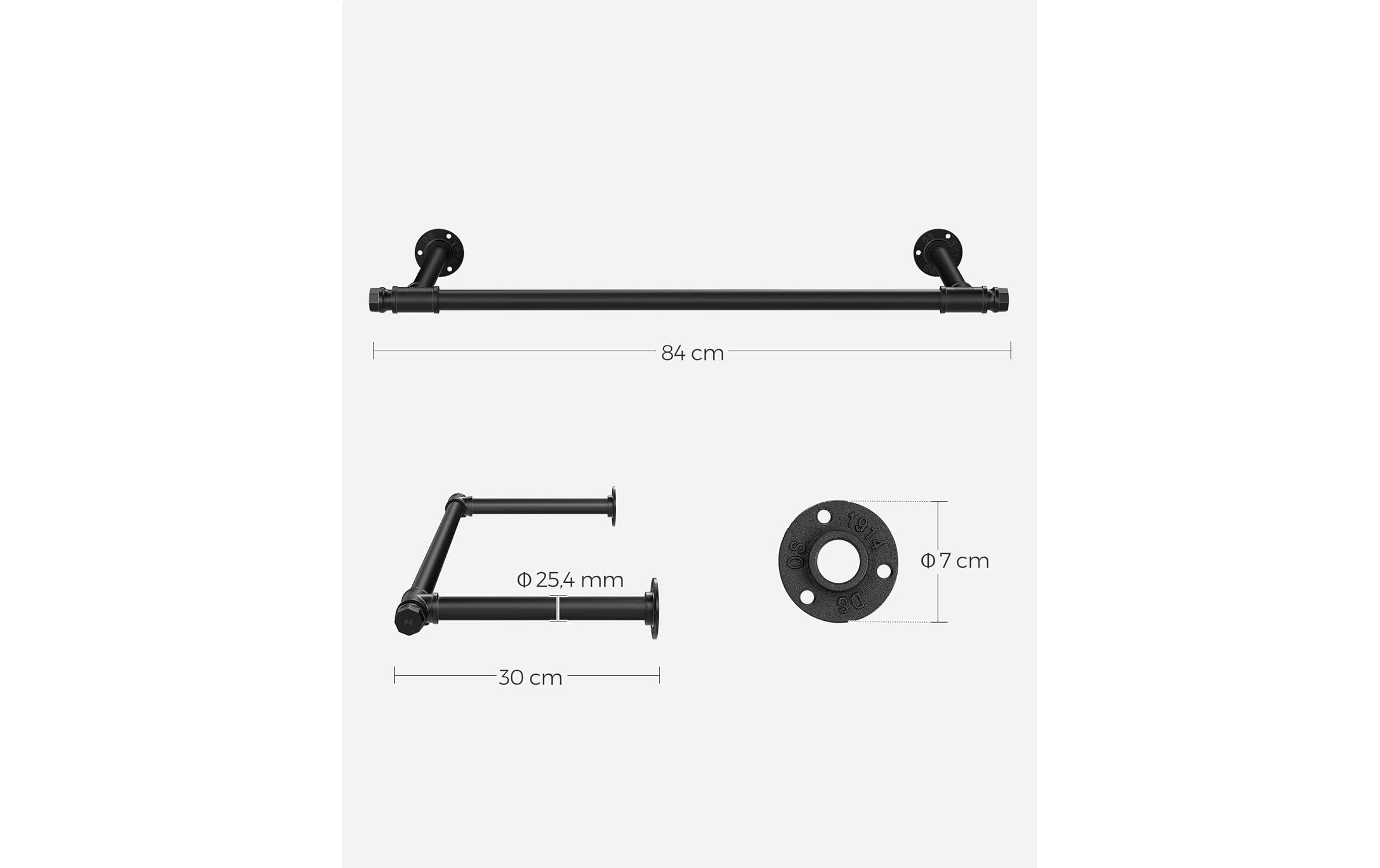 Songmics Wandgarderobe 2 Stück 84 cm x 7 cm, Schwarz