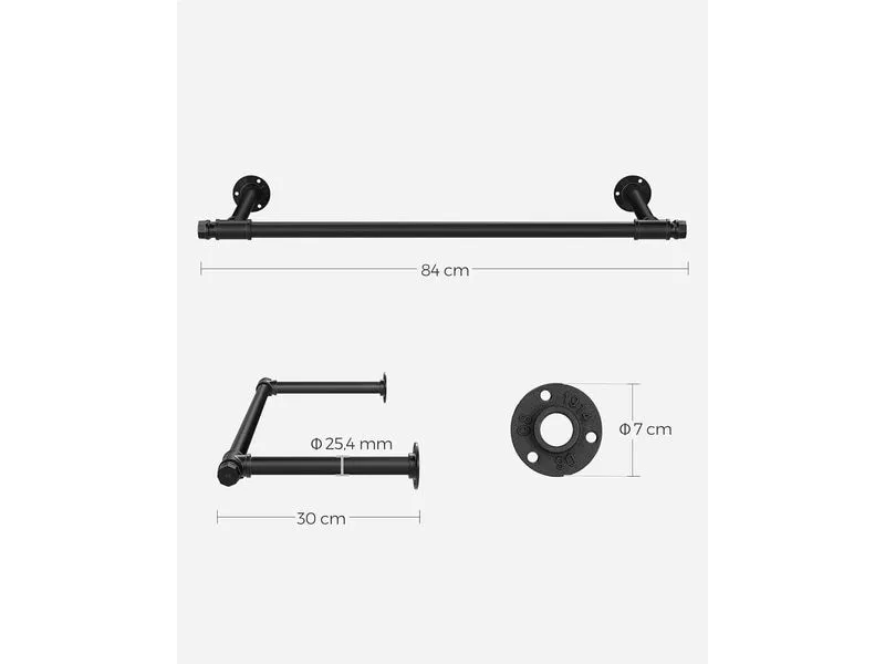 Songmics Wandgarderobe 2 Stück 84 cm x 7 cm, Schwarz Songmics Wandgarderobe 2 Stück 84 cm x 7 cm, Schwarz
