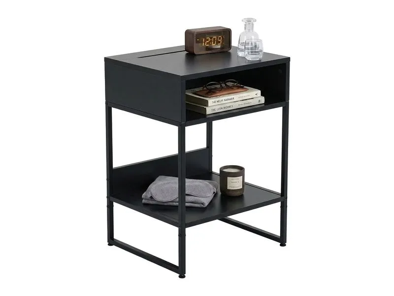 relaxdays Nachttisch 40 x 40 cm, Schwarz relaxdays Nachttisch 40 x 40 cm, Schwarz