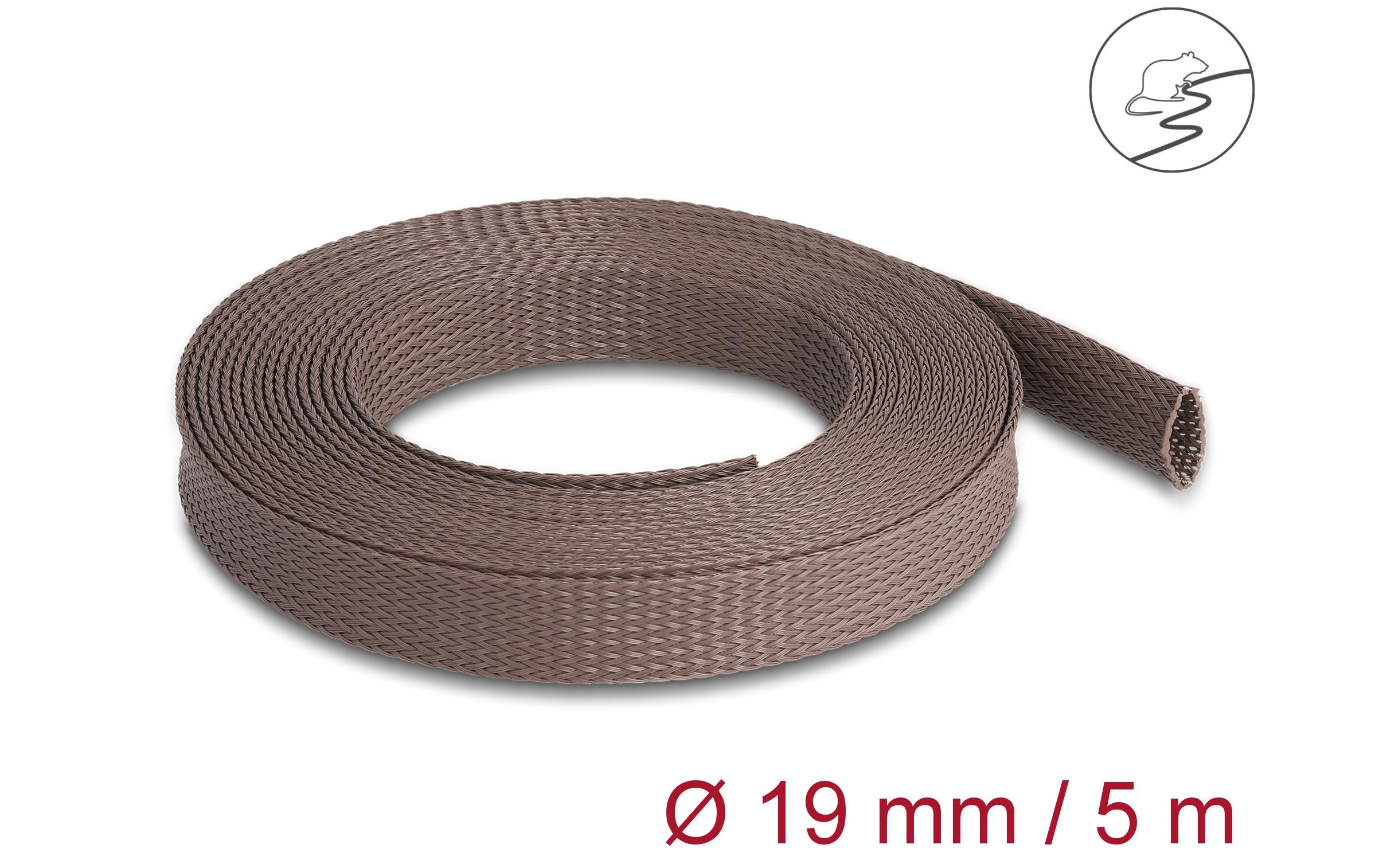Delock Geflechtschlauch nagerfest, 5 m x 19 mm Braun