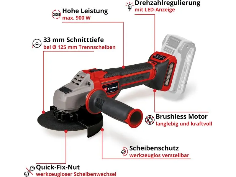 Einhell Winkelschleifer TP-AG 18/125 CE Q Li – Solo