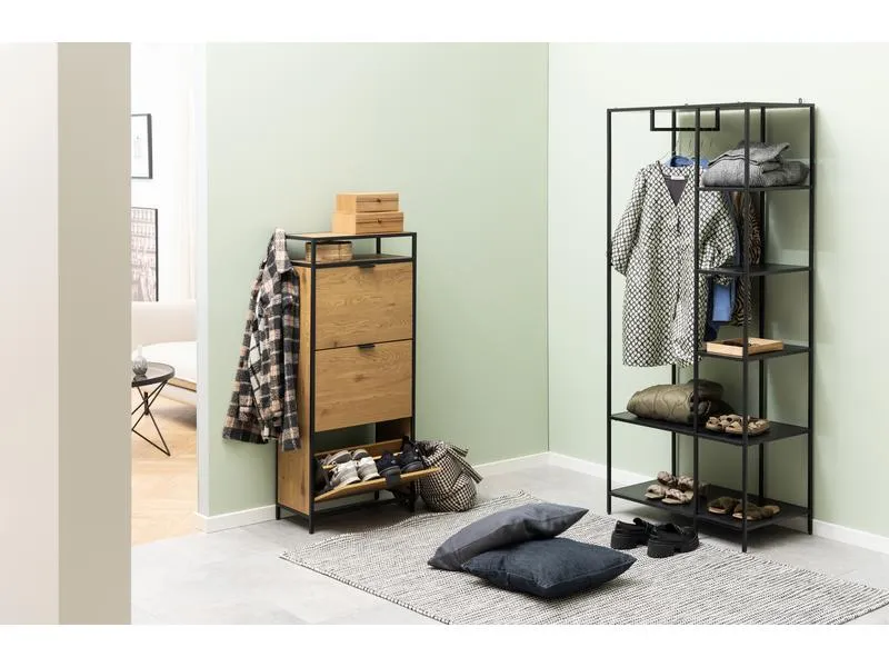 AC Design Schuhschrank Seaford 56 x 30 x 129 cm, Nature/Schwarz AC Design Schuhschrank Seaford 56 x 30 x 129 cm, Nature/Schwarz
