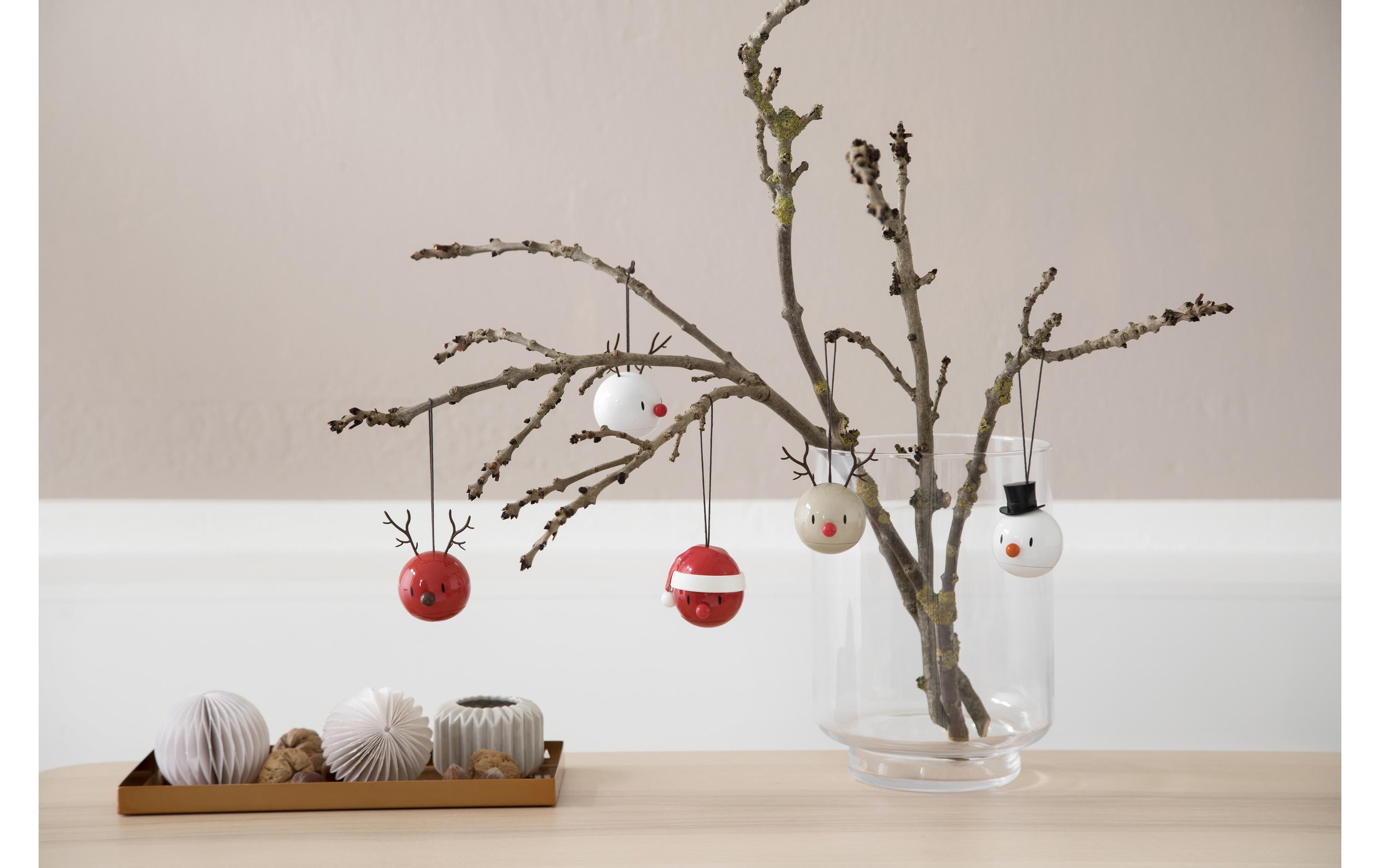 Hoptimist Weihnachtskugel Rentier 2 Stück, Weiss