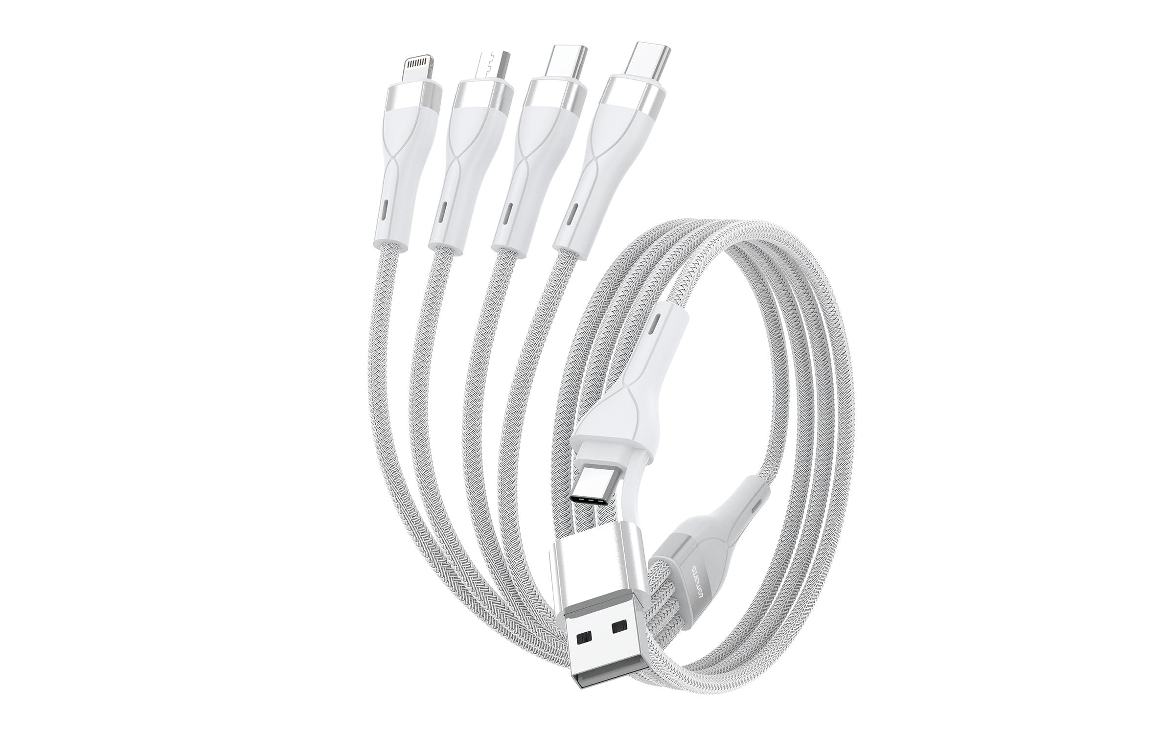 4smarts USB-Ladekabel USB-C/A Multi-Ladekabel 4in2 1.2 m, Weiss 4smarts USB-Ladekabel USB-C/A Multi-Ladekabel 4in2 1.2 m, Weiss