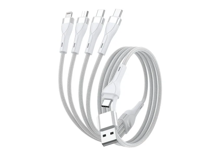 4smarts USB-Ladekabel USB-C/A Multi-Ladekabel 4in2 1.2 m, Weiss