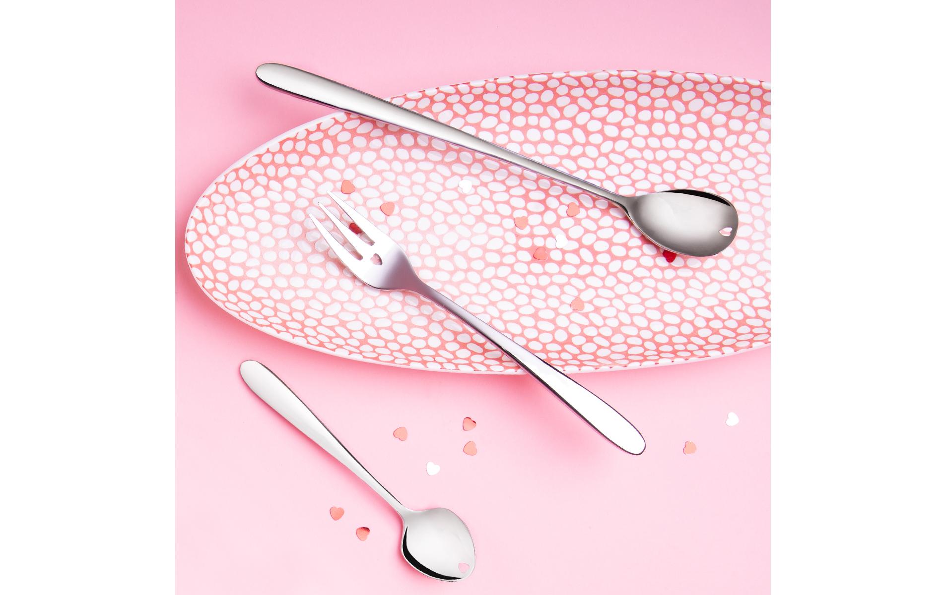 Sola Latte Macchiato Löffel Herz 6 Stück, Chrom