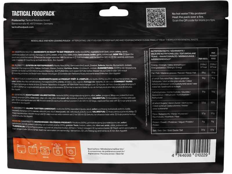 Tactical Foodpack Hauptgericht Pilz-Risotto Tactical Foodpack Hauptgericht Pilz-Risotto