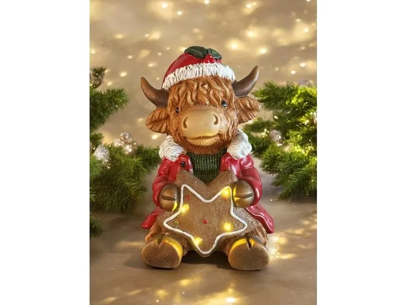Dameco LED Hochlandrind sitzend 23 cm x 20 cm x 31 cm Dameco LED Hochlandrind sitzend 23 cm x 20 cm x 31 cm