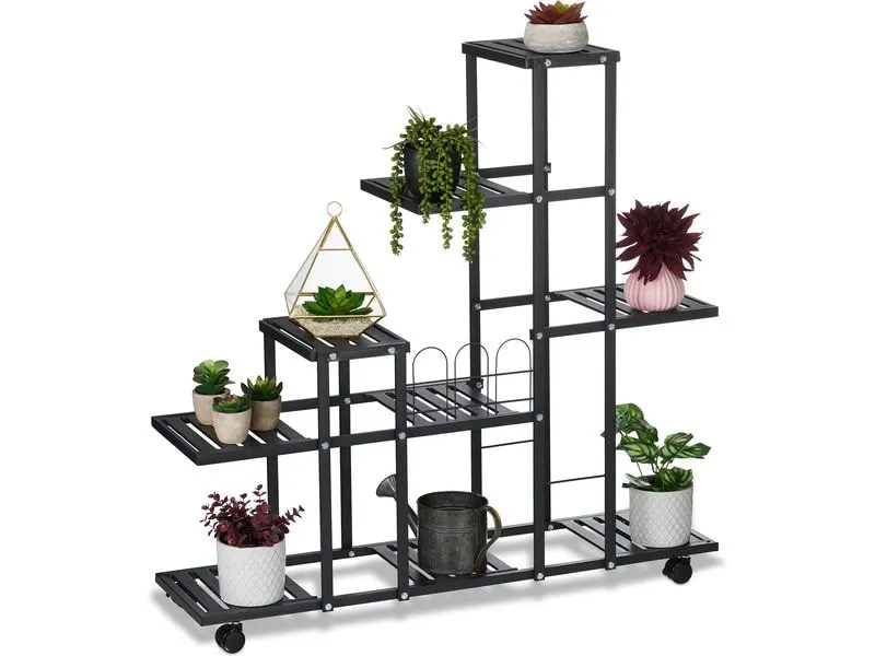 relaxdays Pflanzenständer mit Rollen 91.5 cm, Schwarz relaxdays Pflanzenständer mit Rollen 91.5 cm, Schwarz