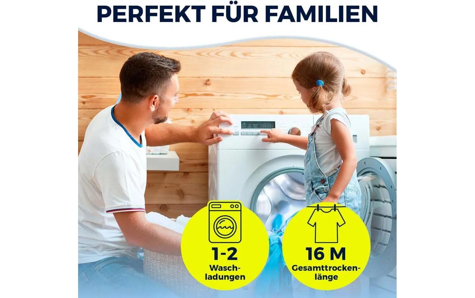 EASYmaxx Wäschespinne Platzwunder Offen: 28 x 76 x 144 cm, 16 Meter