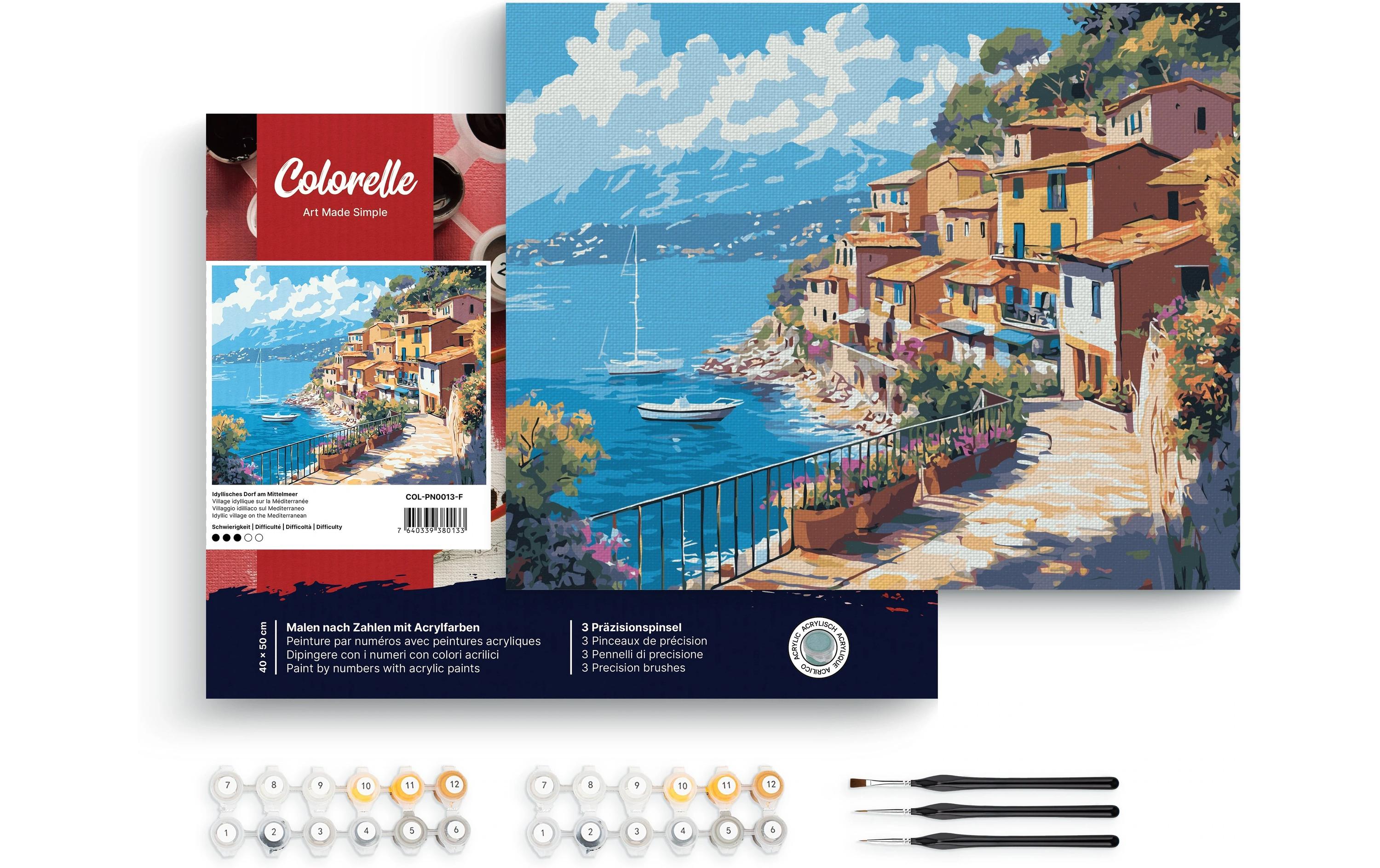 Colorelle Malen nach Zahlen Idyllisches Dorf am Mittelmeer