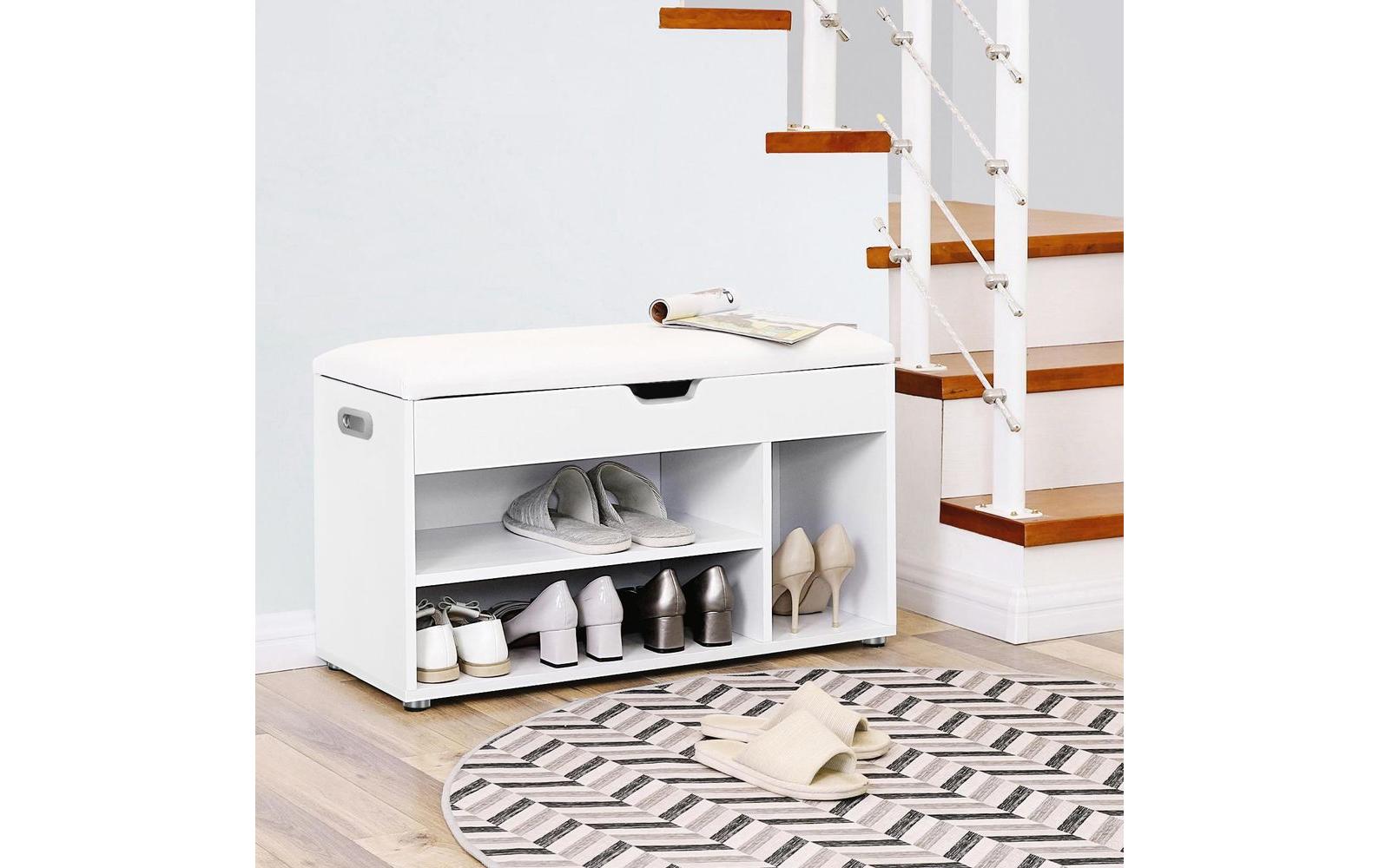 VASAGLE Sitzbank mit Polster 80 x 44 cm, Weiss