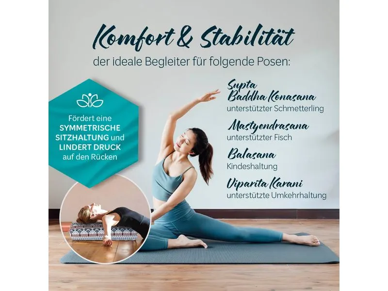 DoYourYoga Yoga-Bolster Tarik, Dinkelspelz, Mehrfarbig/Weiss