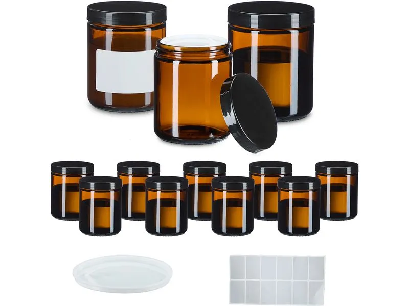 relaxdays Braunglas Salbentiegel 240 ml, 12 Stück relaxdays Braunglas Salbentiegel 240 ml, 12 Stück
