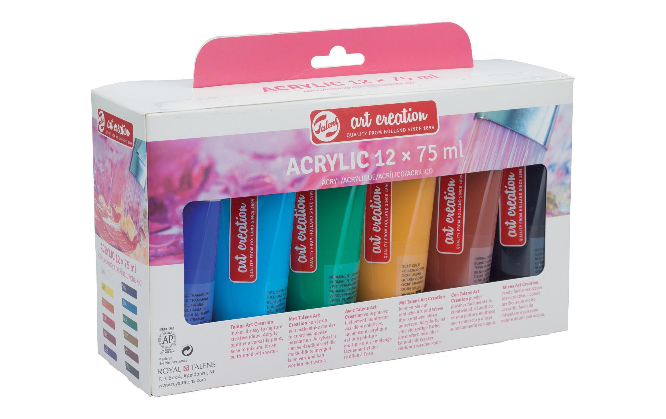 Talens Acrylfarbe 12er Set, Mehrfarbig