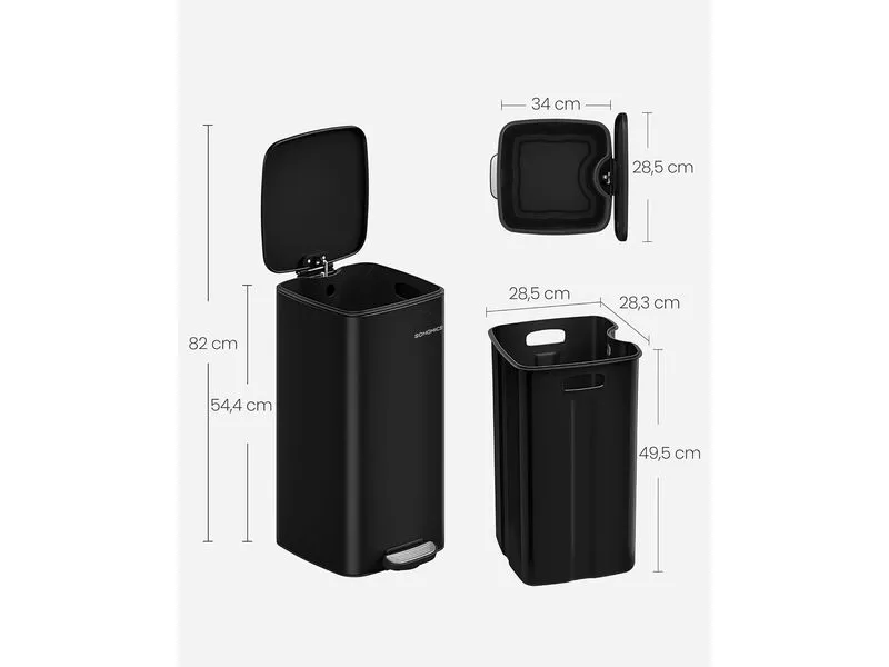 Songmics Abfalleimer 20 l, Schwarz