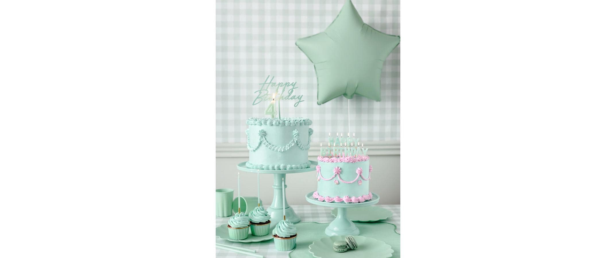 Partydeco Kerze Happy Birthday, Hellgrün, H 2.5 cm, 13 Stück