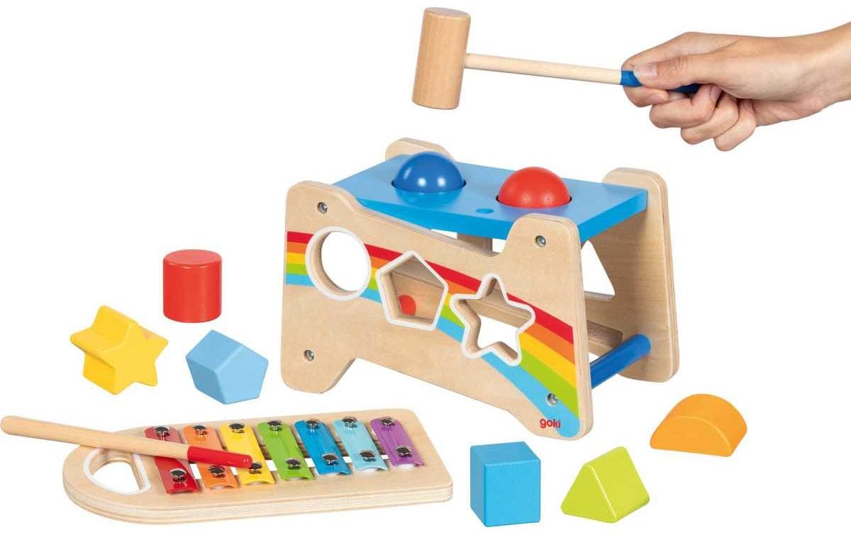 Goki Hammerbank mit Xylophon und Sortierfunktion 21.5 x 13.8 cm