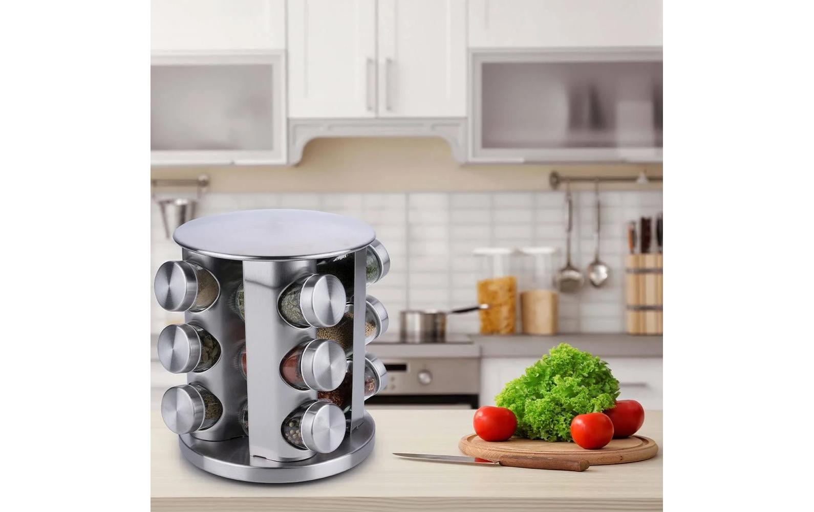 ALPINA Drehbares Gewürzregal 12-teilig, Silber