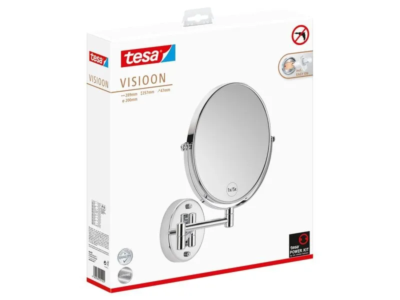 tesa Kosmetikspiegel Visioon, schwenkbar Silber tesa Kosmetikspiegel Visioon, schwenkbar Silber