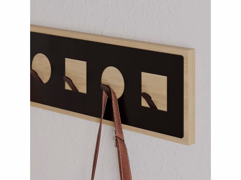 Woody Fashion Wandgarderobe Icon Sapphire 5 Haken, Nature/Schwarz