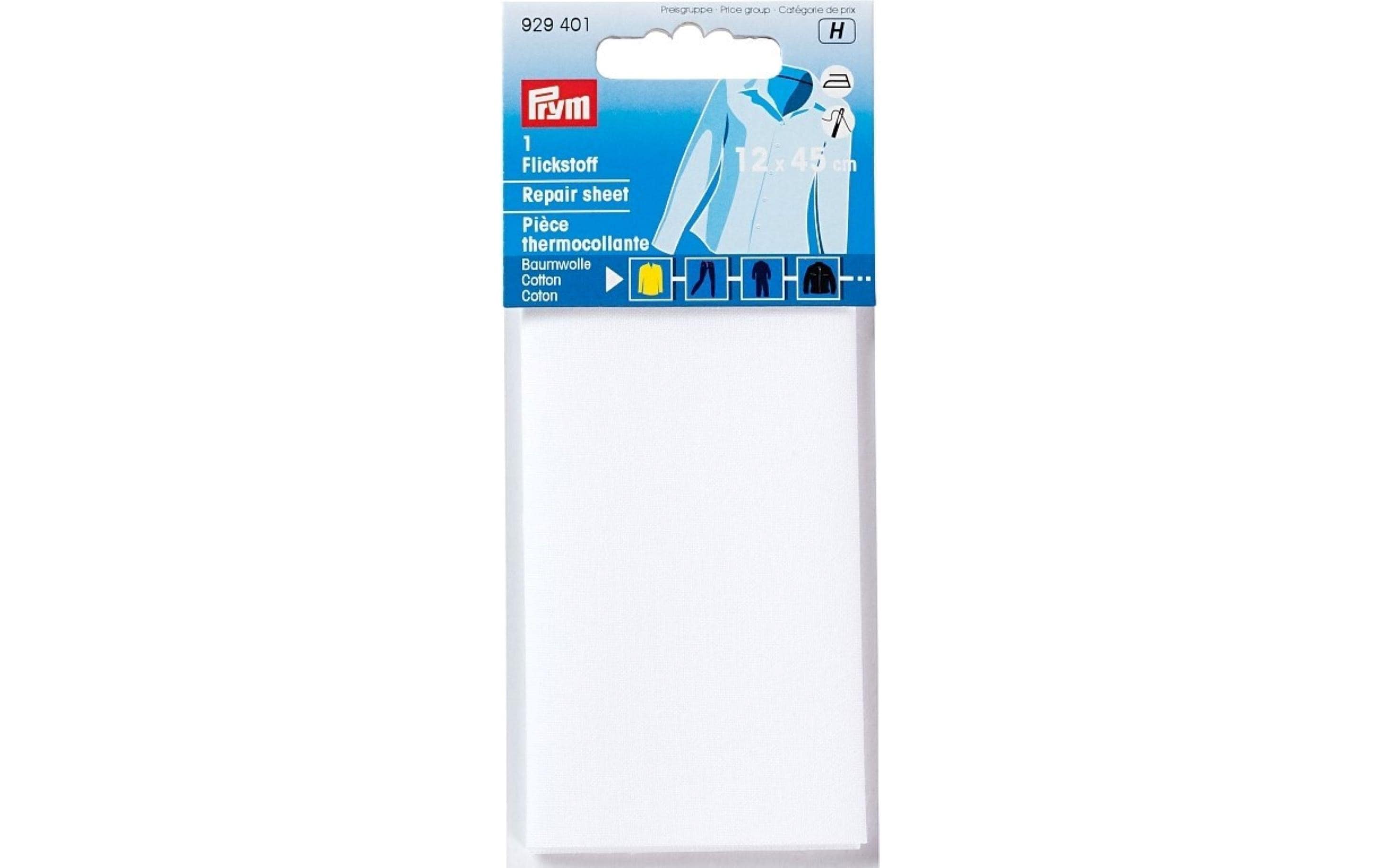 Prym Flickstoff 12 x 45 cm, aufbügelbar, Weiss