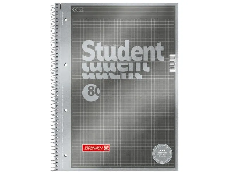 Brunnen Collegeblock Premium Student Protokoll A4, Kariert, Silber Brunnen Collegeblock Premium Student Protokoll A4, Kariert, Silber