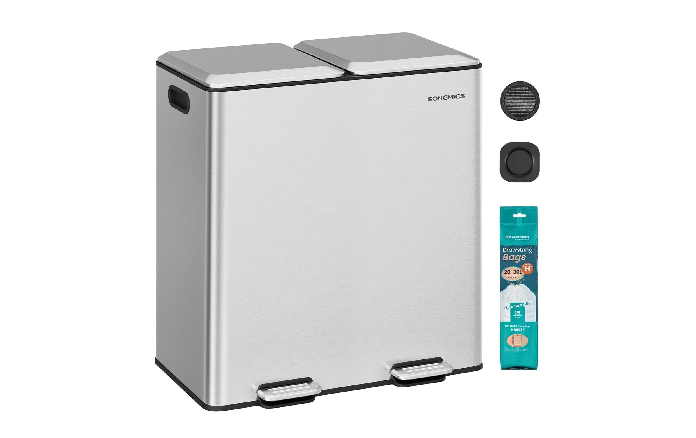 Songmics Abfalleimer 60 l, Silber