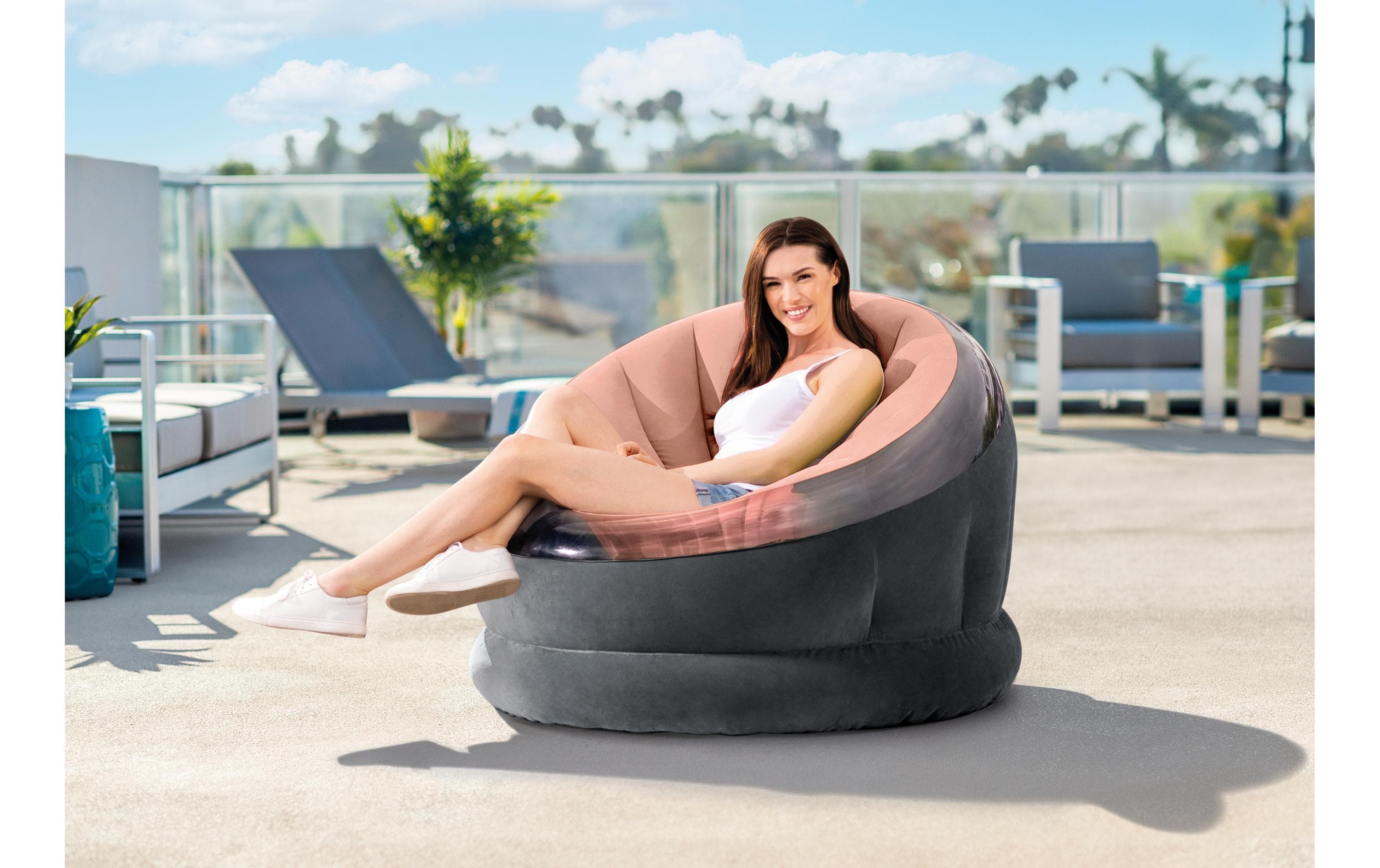 Intex Aufblasbarer Sessel Empire 112 x 109 cm, Rosa, Schwarz