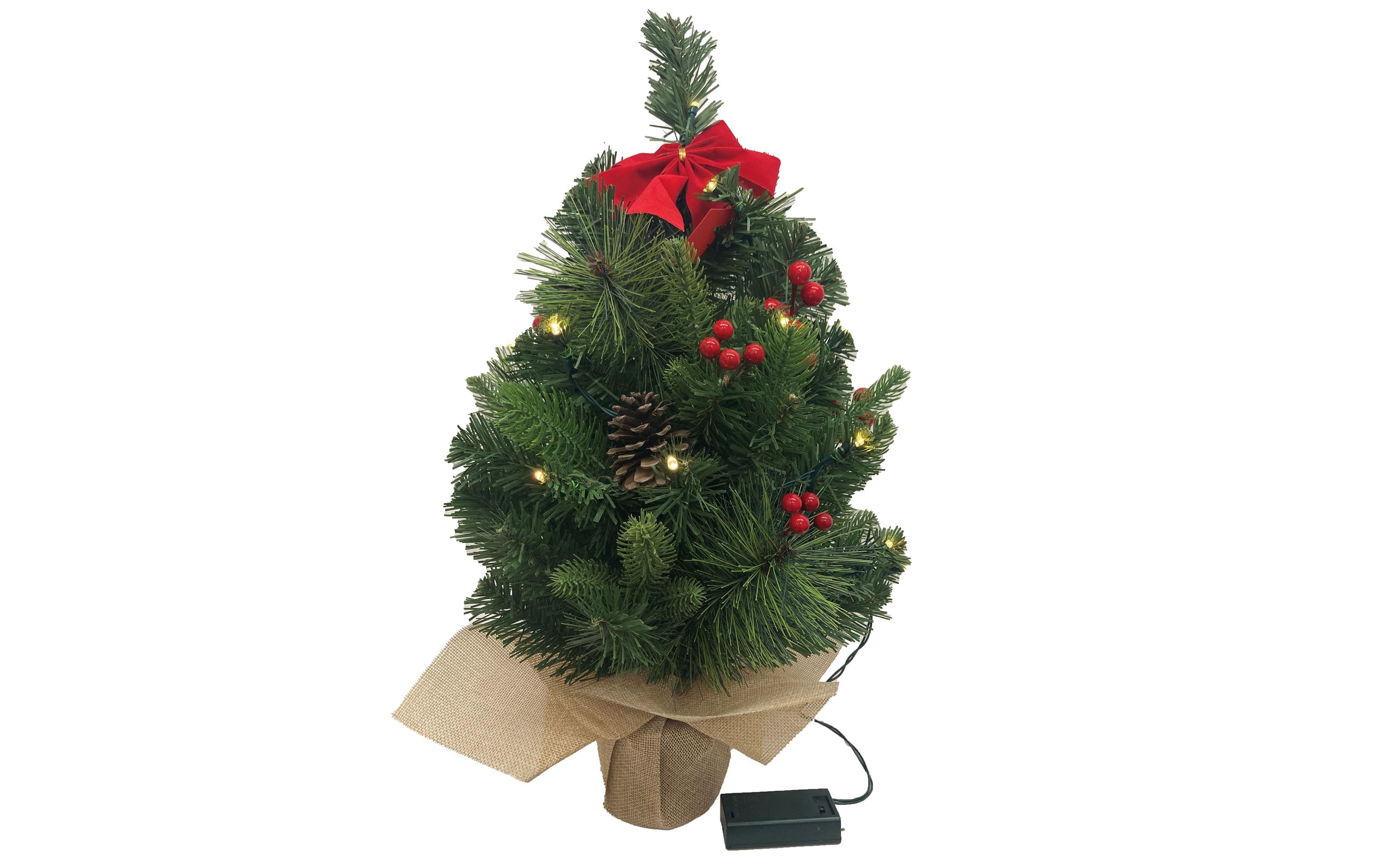 Dameco Weihnachtsbaum mit Jute-Topf, 15 LEDs, 50 cm, Grün