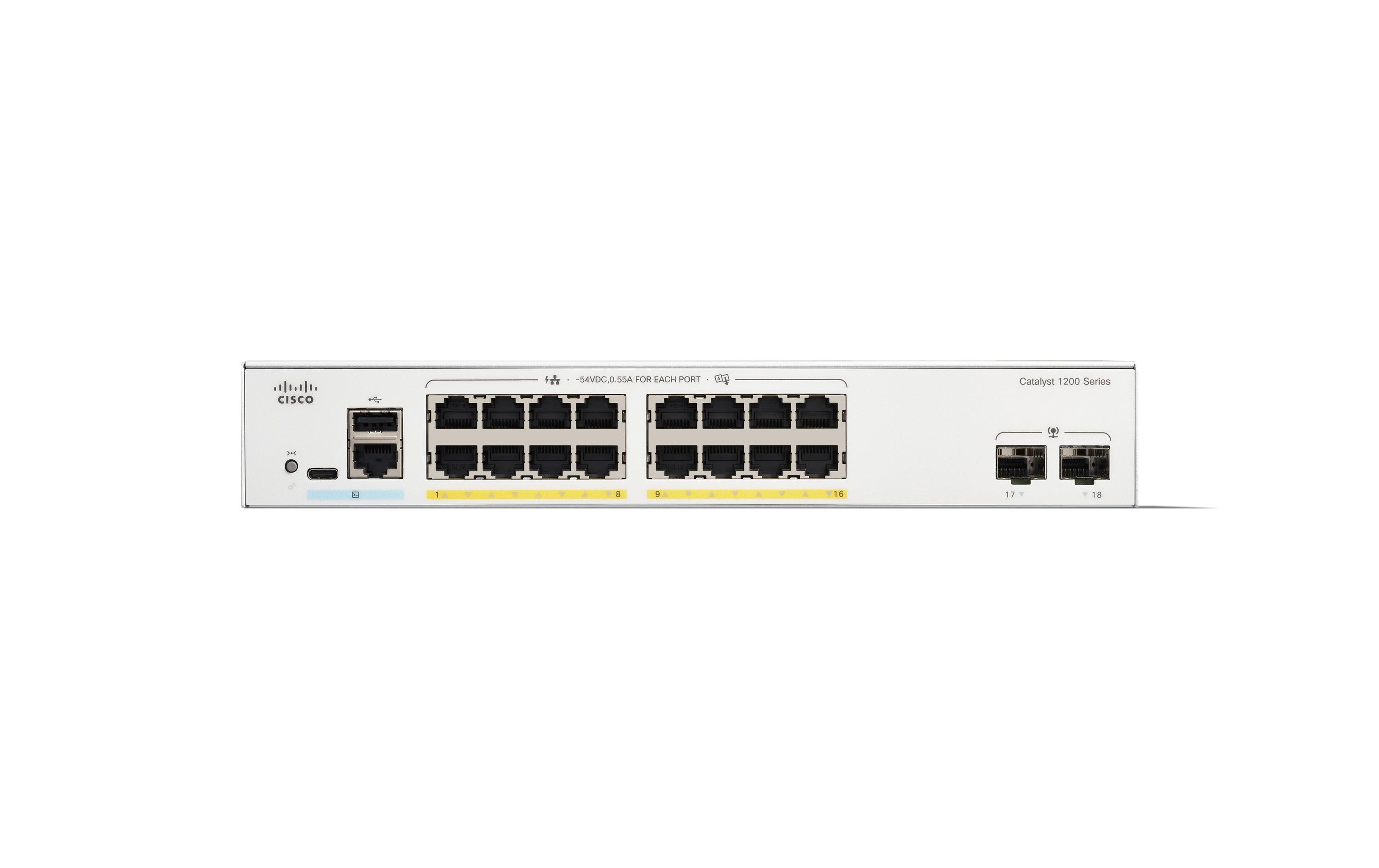 Cisco PoE+ Switch Catalyst C1200-16P-2G 18 Port